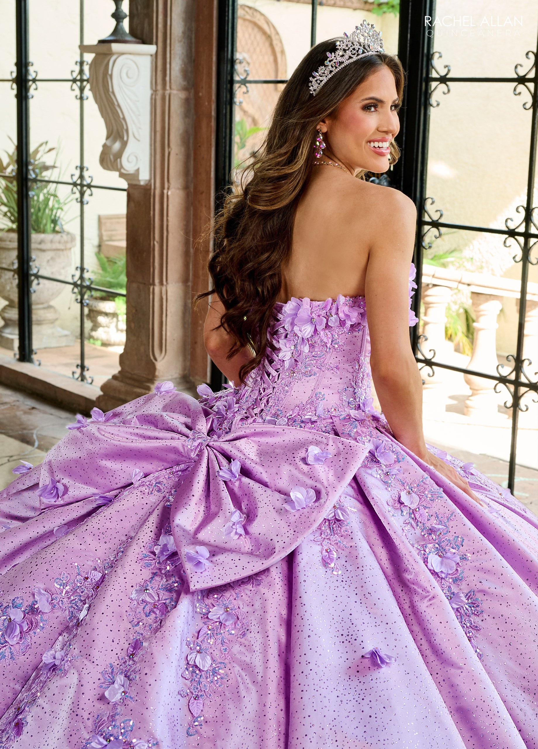 Quinceniera Dresses Sweet 16 Long Floral Beaded Quinceanera Dress Orchid