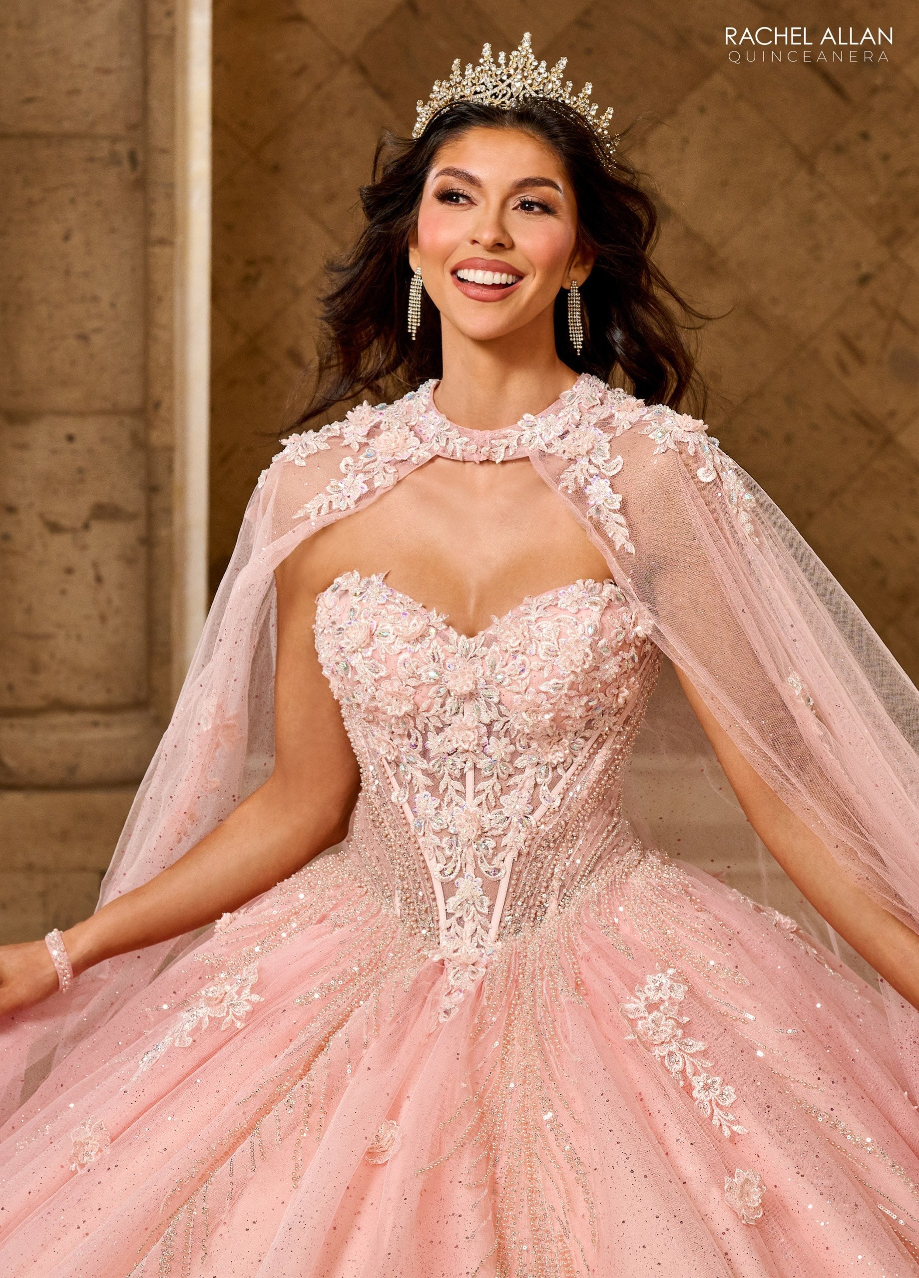 Quinceniera Dresses Long Ball Gown Glitter Overskit Quinceanera Dress Blush