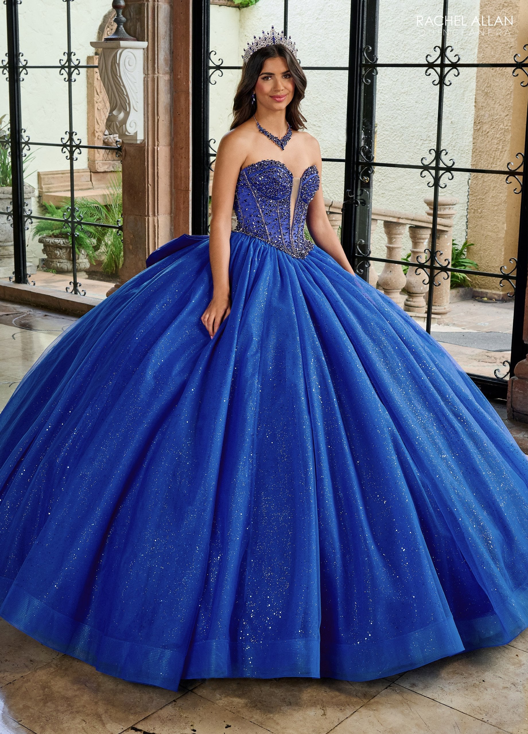 Quinceniera Dresses Beaded Lace Long Quinceanera Dress Ball Gown Royal