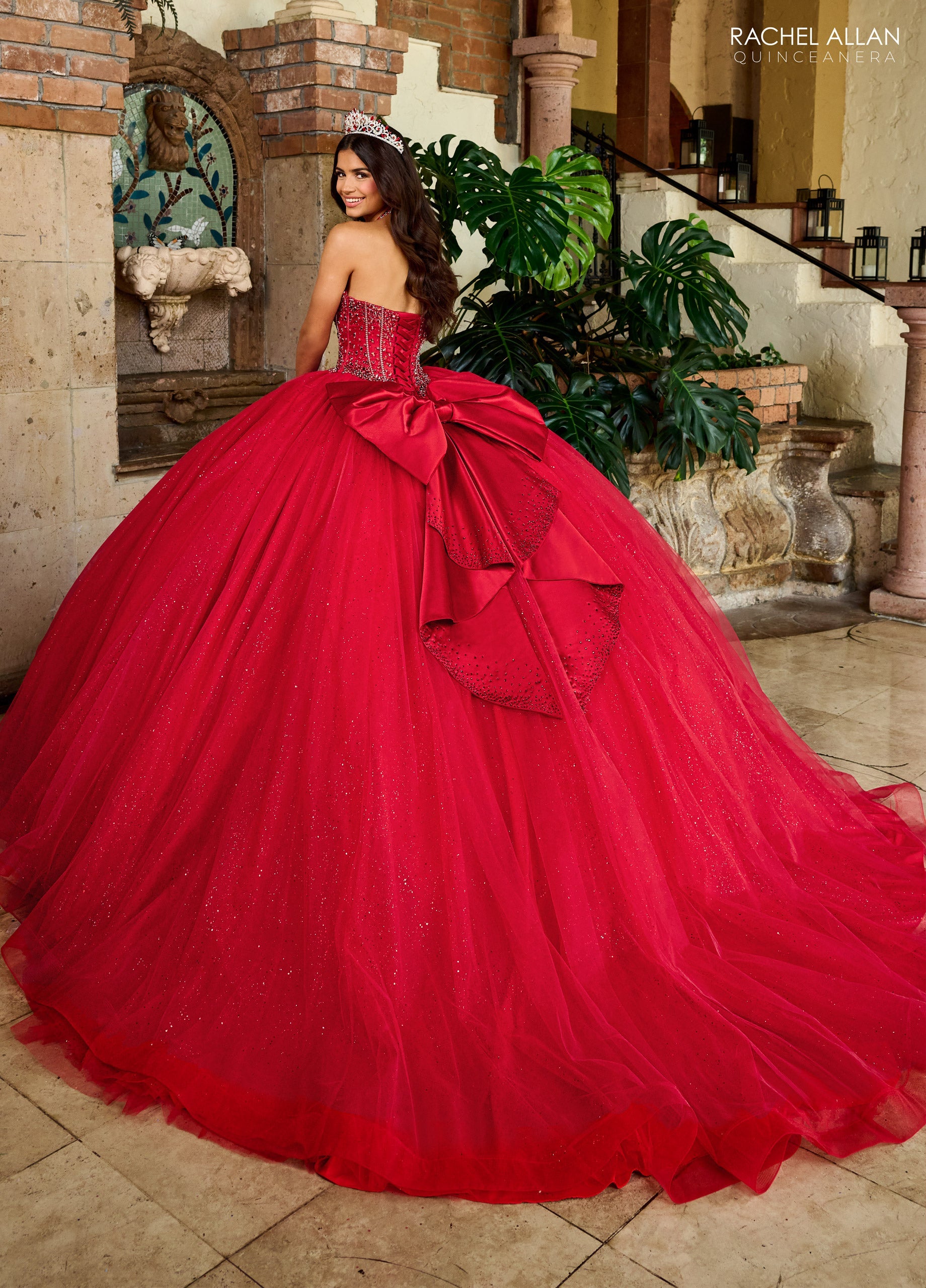 Quinceniera Dresses Beaded Lace Long Quinceanera Dress Ball Gown Red