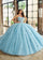 Quinceniera Dresses Long Ball Gown Glitter Overskit Quinceanera Dress Light Blue