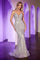 Prom Dresses Fitted Formal Long Prom Dress Silver Nude