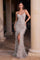Prom Dresses Fitted Long Feather Formal Evening Prom Dress Silver/Nude