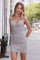 Cocktail Dresses  Fitted Fringe Short Cocktail Mini Dress Silver Nude