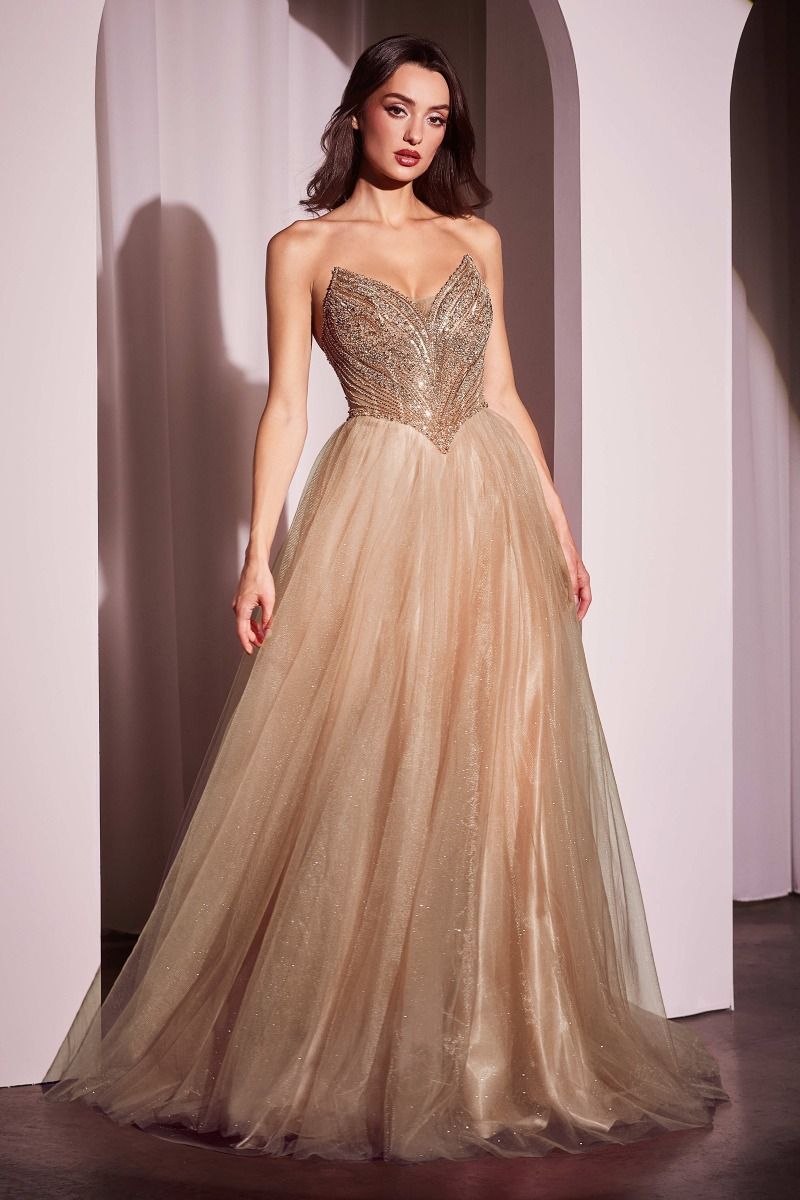 Prom Dresses Long A Line Formal Prom Beaded Dress Mocha Gold