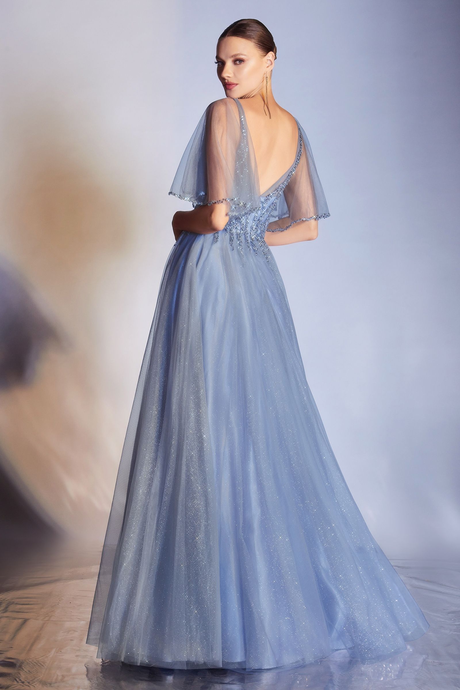 LaDivine CD0175 Long Formal Short Sleeve Evening Dress