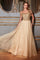 Prom Dresses A Line Long Formal Prom Sequin Dress Champagne
