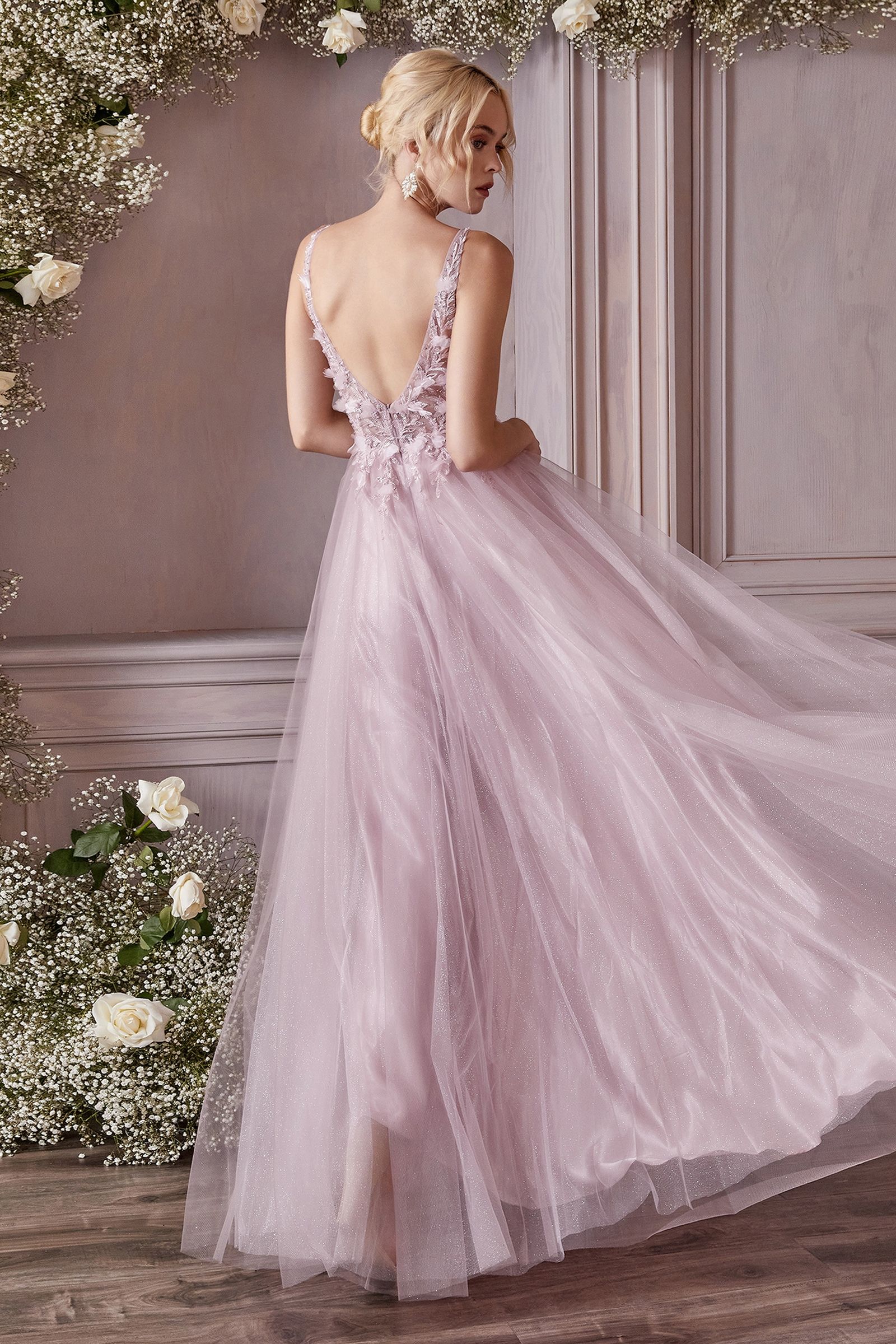 LaDivine CD0181 Sleeveless Tulle Long A Line Prom Dress