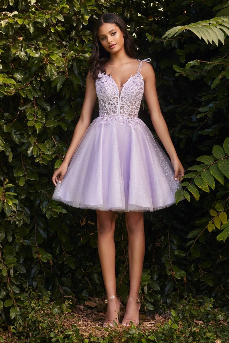 LaDivine CD0188 Embellished Spaghetti Strap Short Prom Dress