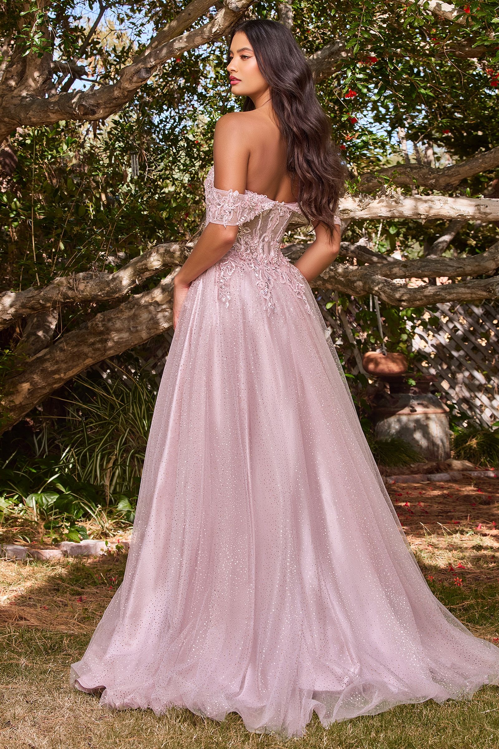 LaDivine CD0198 Off Shoulder Corset Long Prom Ball Gown