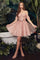 Cocktail Dresses CD0211 Short Cocktail A Line Glitter Dress Blush