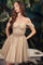 Cocktail Dresses CD0211 Short Cocktail A Line Glitter Dress Champagne