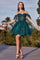 Cocktail Dresses CD0211 Short Cocktail A Line Glitter Dress Emerald