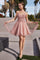 Cocktail Dresses A Line Lace Applique Short Cocktail Dress Blush