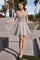 Cocktail Dresses A Line Lace Applique Short Cocktail Dress Silver
