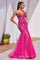 Prom Dresses Long Sequin Strapless Mermaid Dress Magenta