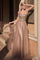 Prom Dresses Long Strapless A Line Sequin Glitter Tulle Skirt Dress Mocha Gold
