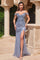 Prom Dresses Formal Long Prom Fitted Sequin Dress Smoky Blue