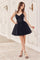 Cocktail Dresses Short A Line Glitter Applique Cocktail Dress Black