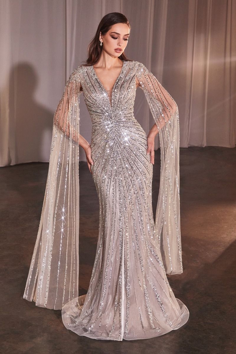 Mother of the Bride Dresses Long Formal Beaded Sequin Mother of the Bride Dress Silver Nude