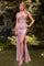 Prom Dresses Pleated Long Slit Formal Prom Dress Dusty Rose