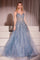 Prom Dresses Beaded Long Formal Prom A Line Dress Blue