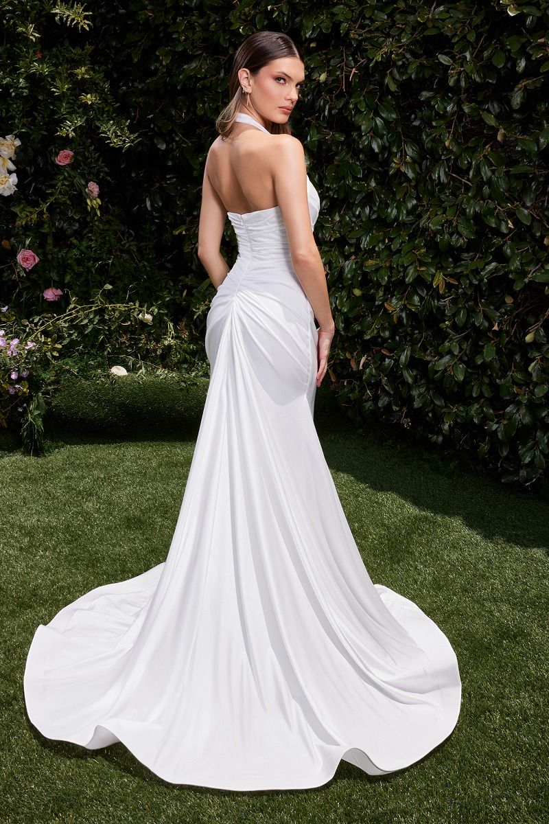 Wedding Dresses Simple Long Bridal Gown Fitted Slit Wedding DressOff White