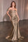 Prom Dresses Fitted Sequin Long Prom Evening Dress Mocha Gold