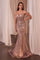 Prom Dresses Beaded Formal Long Evening Prom Dress Rose Champagne