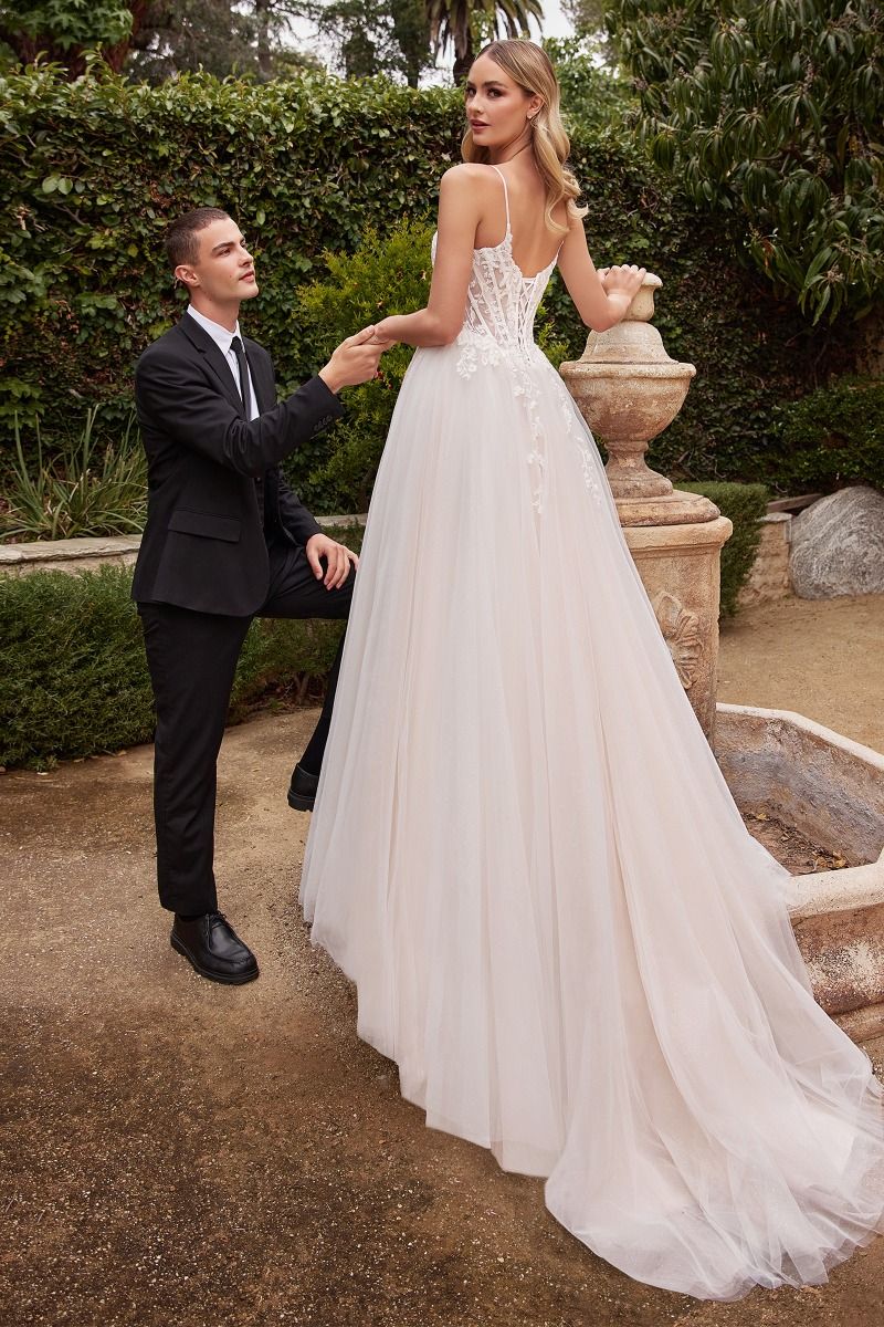Wedding Dresses Long A Line Lace Applique Wedding Dress Off White