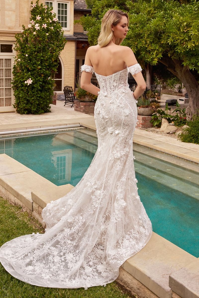 Wedding Dresses Long Fitted Corset Overskirt Wedding Dress Off White