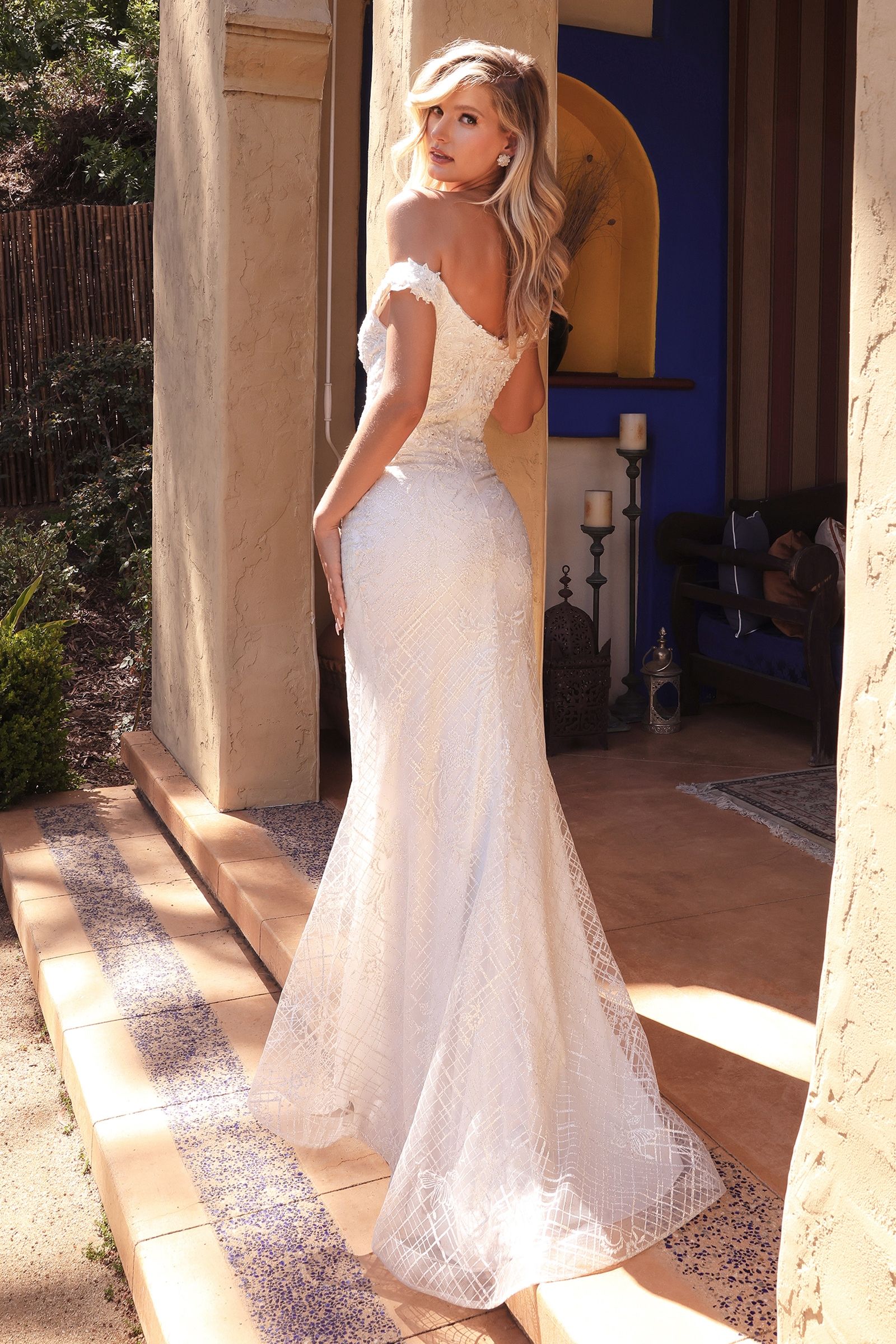 Wedding Dresses Long Mermaid Lace Applique Wedding Dress Off White