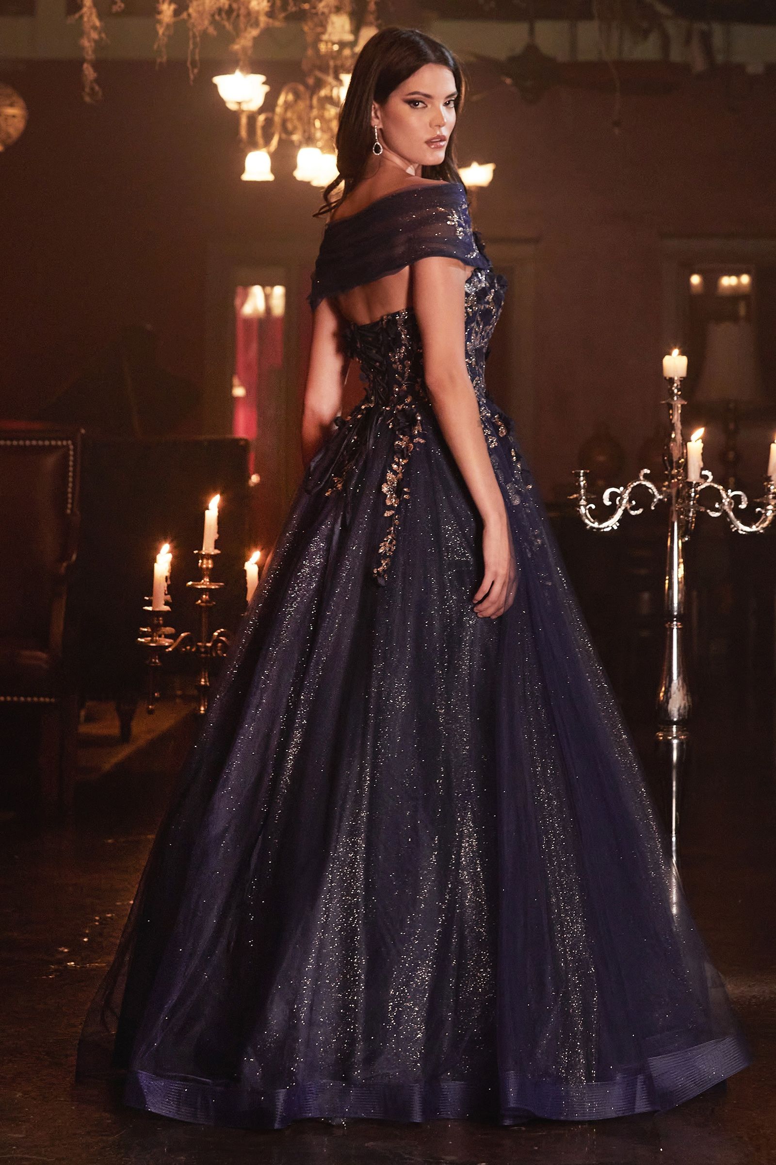 LaDivine CD955 Long Off Shoulder Prom Gown