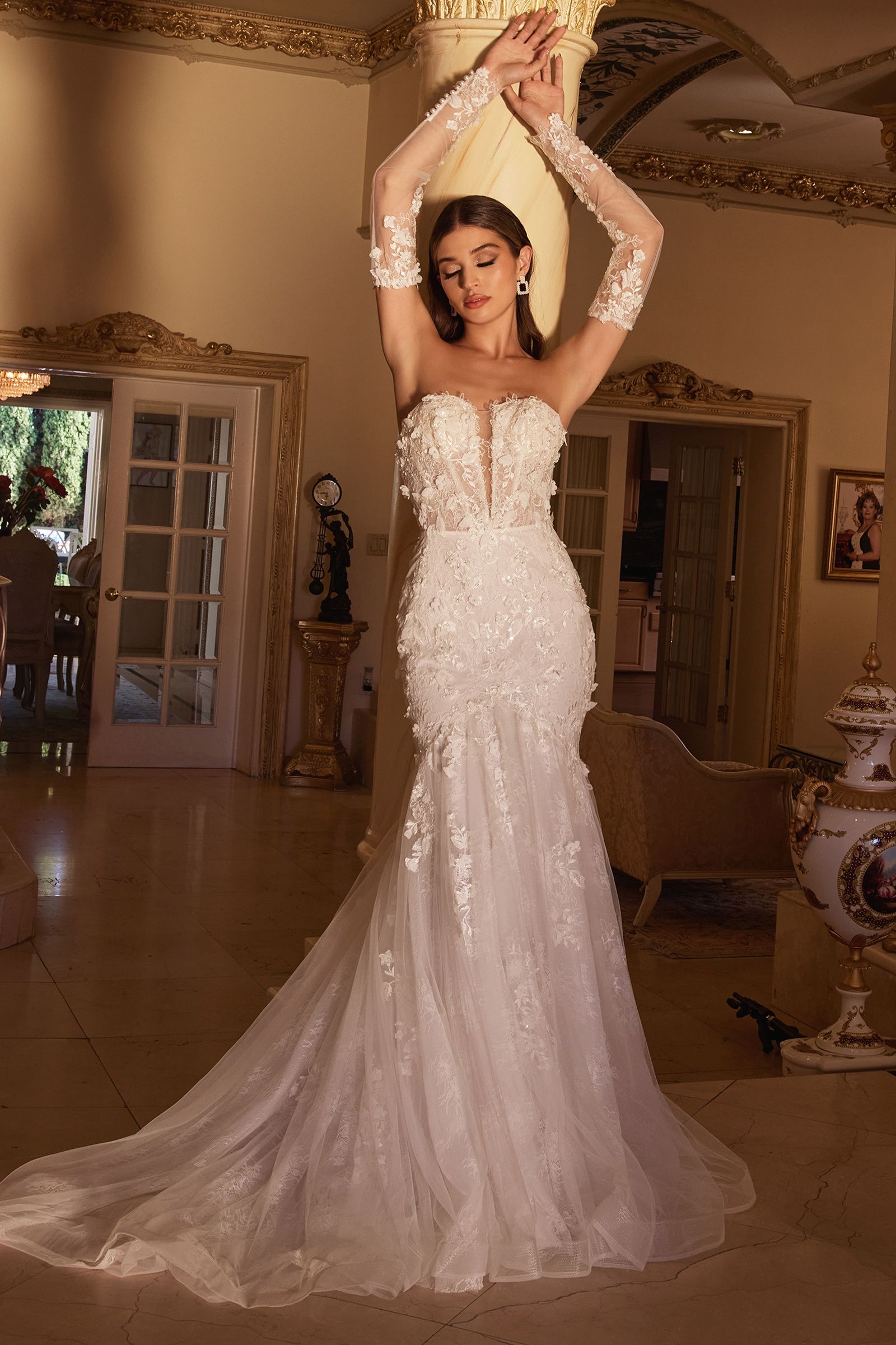 Wedding Dresses Long Bridal Gown Mermaid Lace Wedding Dress Off White