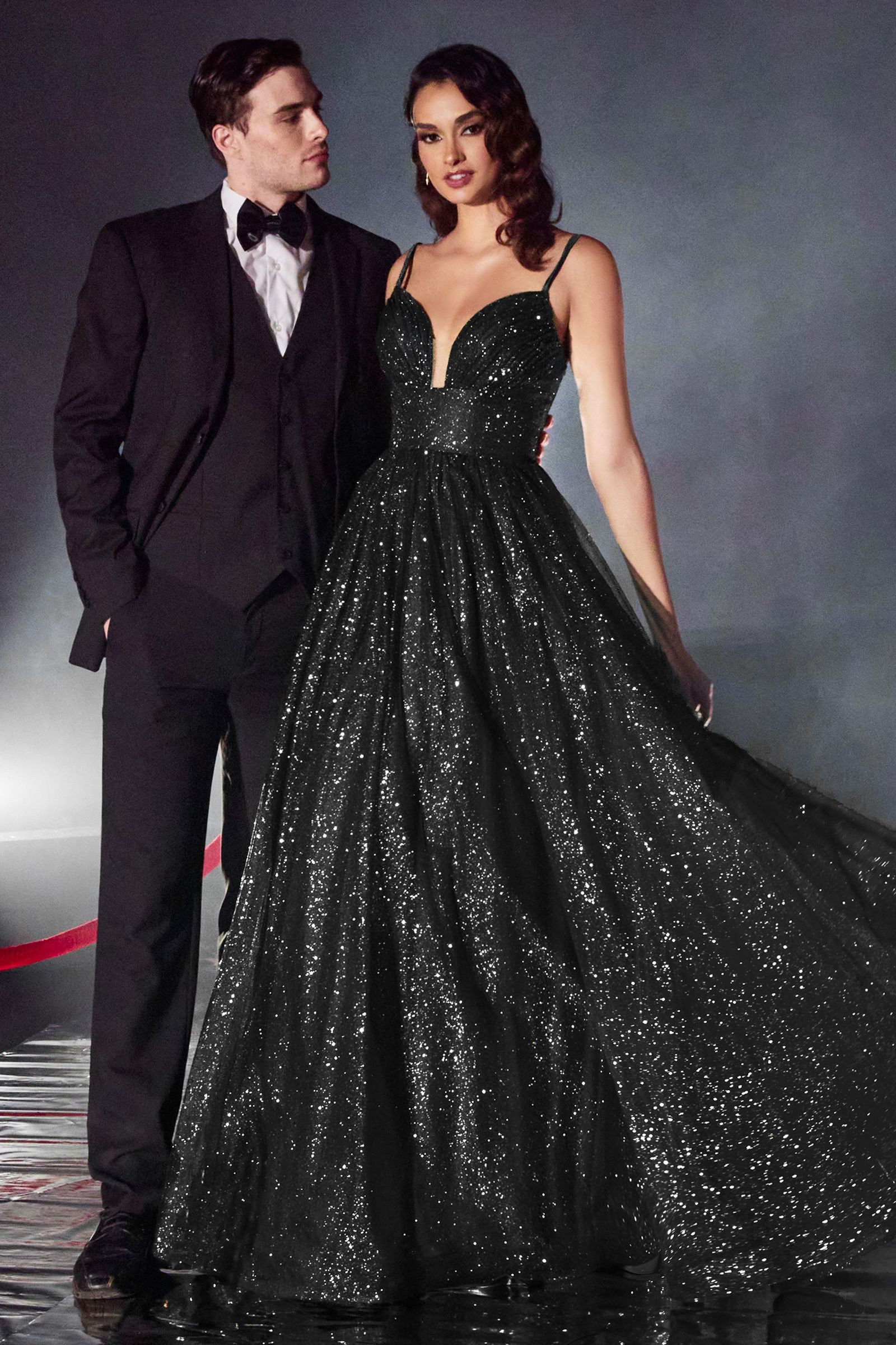 Black Wedding Dress Long Layered Glittered Black Wedding Dress Black