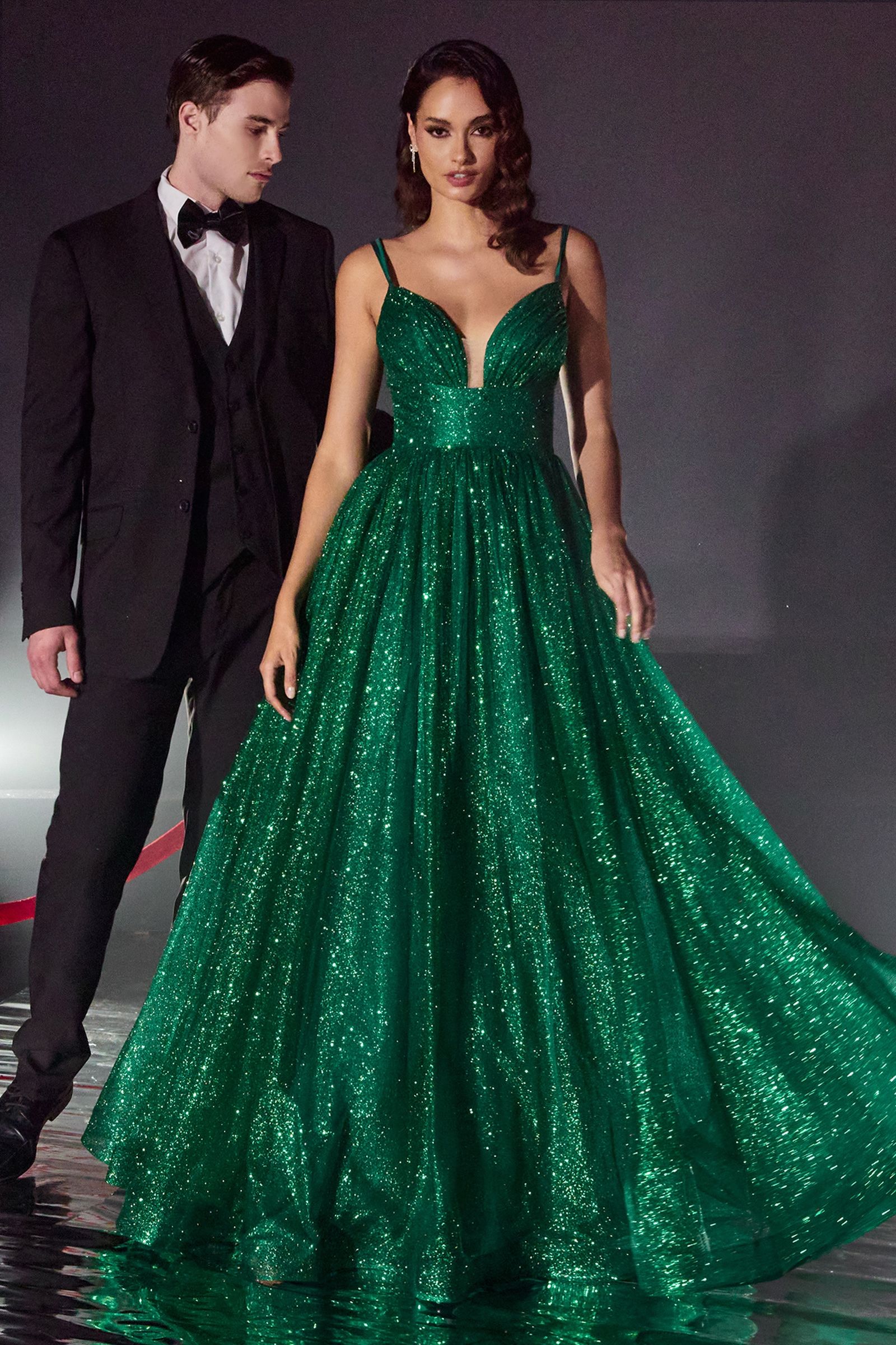 LaDivine 996 Long Layered Glittered Ball Gown