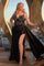 Plus Size Dresses Long Pleated Prom Formal Beaded Plus Size Dress Black