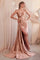 Prom Dresses Long Formal Strapless Satin Fitted Prom Dress Copper