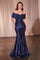 Formal Dresses Fitted Formal Long Lace Evening Dress Navy
