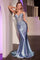 Prom Dresses Fitted Long Formal Corset Prom Gown Lt Blue