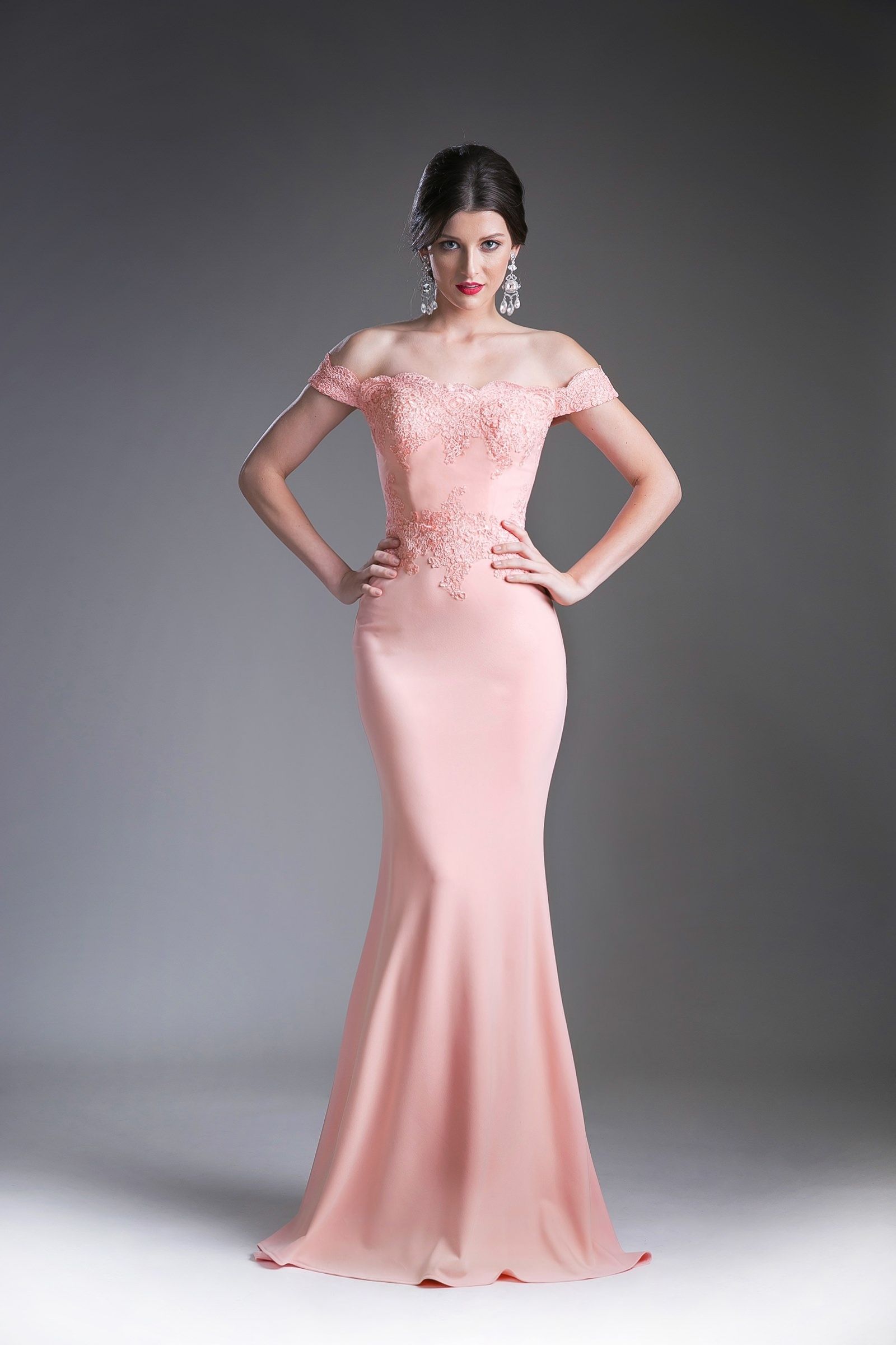 LaDivine CF158 Long Off Shoulder Formal Prom Dress Gown