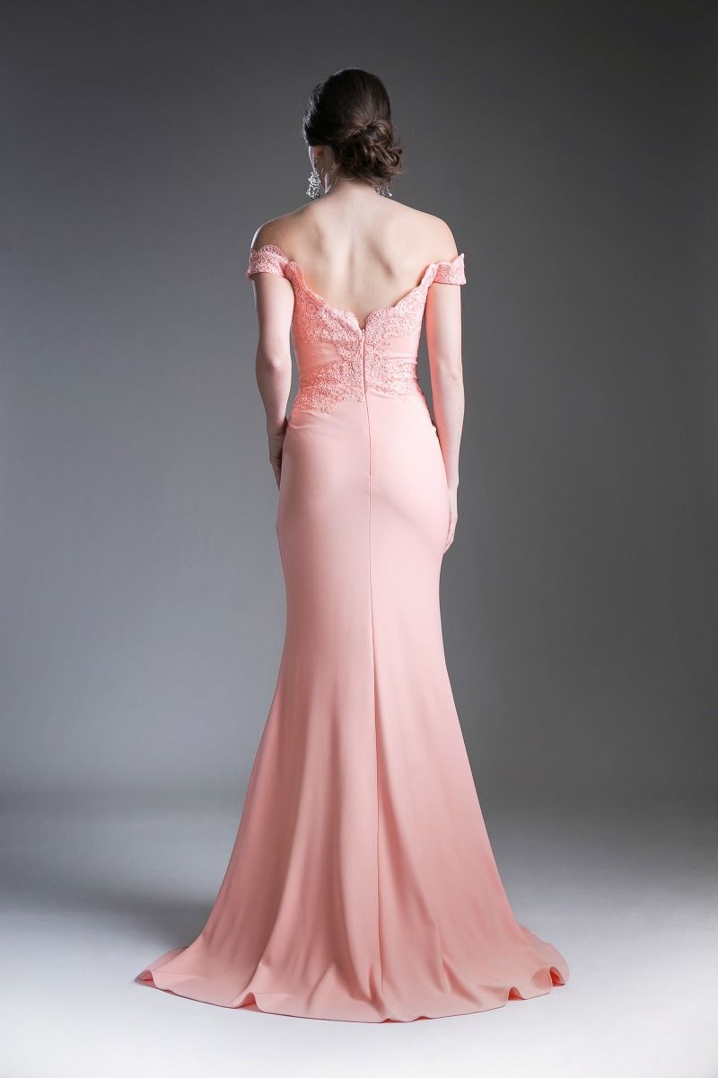 LaDivine CF158 Long Off Shoulder Formal Prom Dress Gown