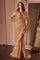 Formal Dresses Long Sleeve Formal Sequin Fitted Evening Dress Gold