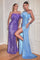 Prom Dresses Fitted Long Formal Feather Sequin Prom Dress Lt Blue