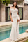 Wedding Dresses Sequin Long Feather Slit Wedding Dress Off White