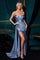 Prom Dresses Fitted Formal Slit Long Prom Dress Smoky Blue