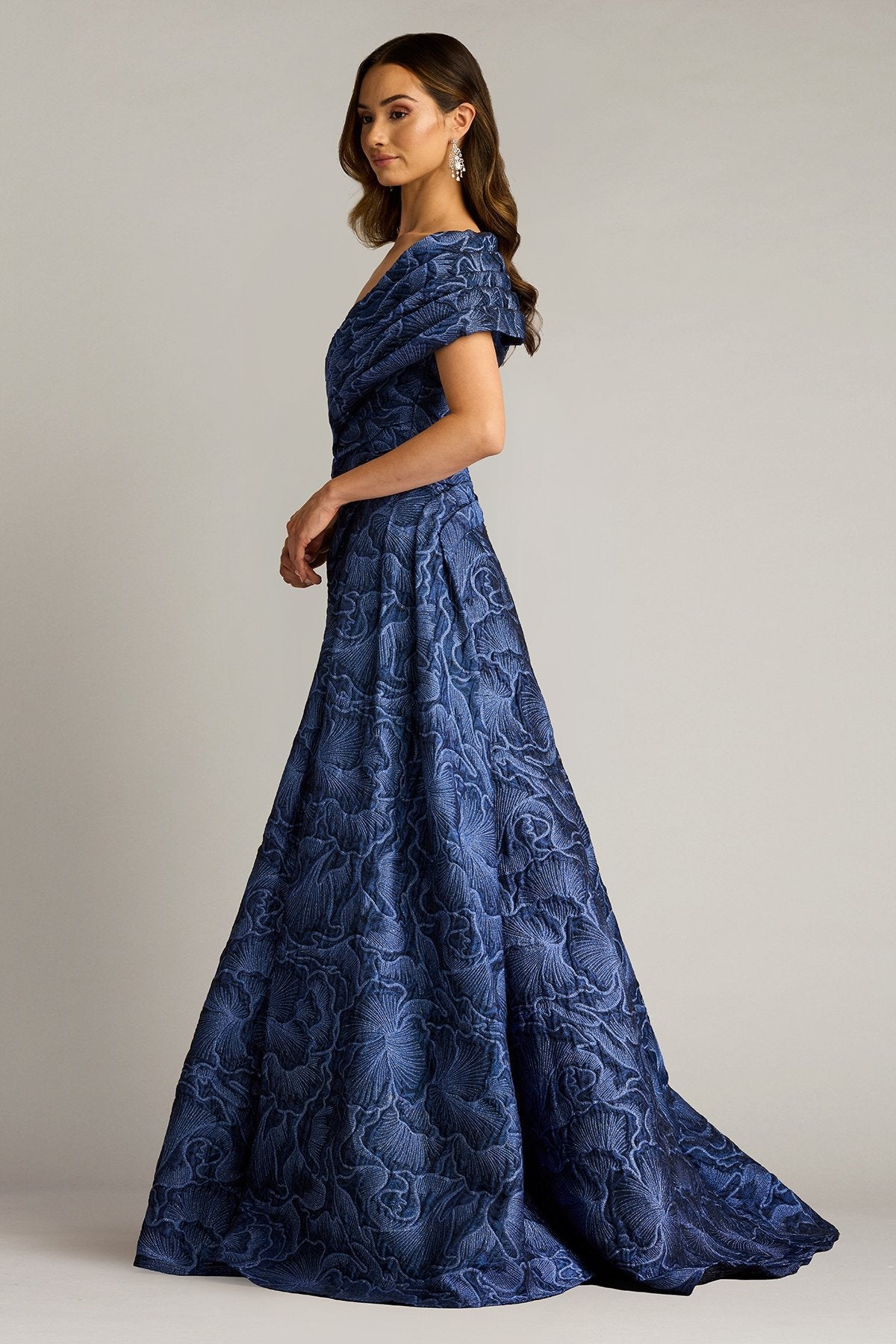 Formal Dresses Pleated Long Formal Floral Prom Dress Midnight