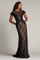 Formal Dresses Long Ruffle Formal Cap Sleeve Dress Black Nude