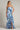 Prom Dresses Floral Printed Formal Long Slit Prom Pleated Ruffle Dress White Blue Floral