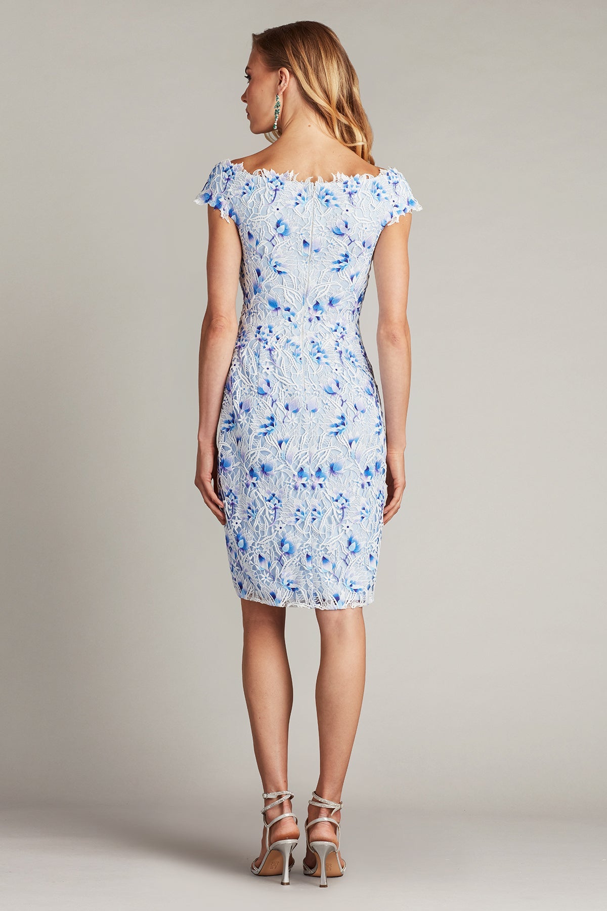Cocktail Dresses 3D Short Floral Cocktail Dress White Blue